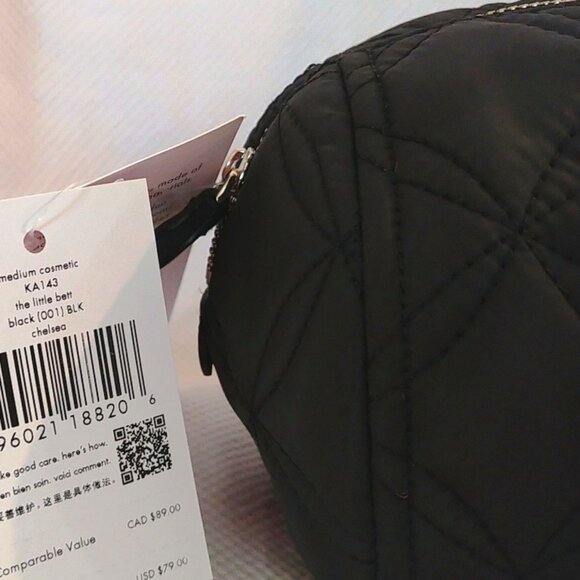 Kate Spade Limited Edition Chelsea Medium Black Quilted Nylon Cosmetic Bag NWT - Picture 3 of 5